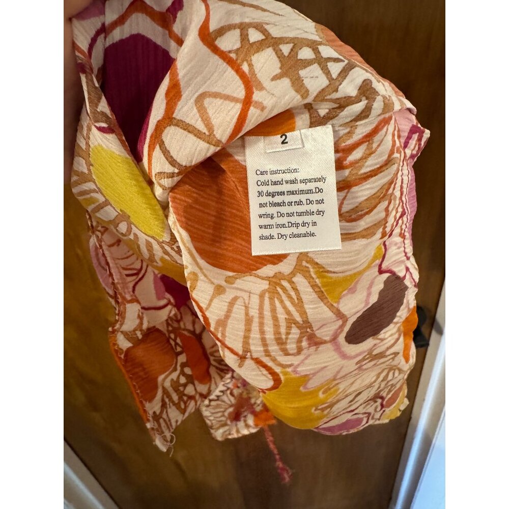 NWT Ebene by Patrick Assuline 100% Silk Embellished Floral Wrap Dress Size 2 - Picture 5 of 10